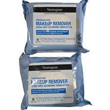 2 Bundle Neutrogena Makeup Remover Soft Cleansing Towelettes Fragrance free
