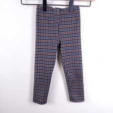 Zara Plaid Leggings Kids 2-3 Years Blue Brown Check Pattern Elastic Waist Pants