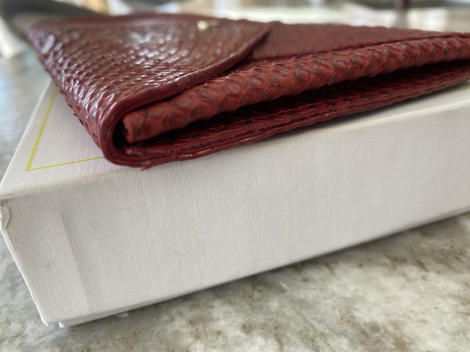 ABAS Red Reptile Python Embossed Genuine Leather … - image 7