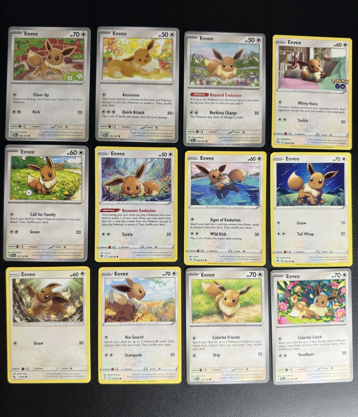 EEVEE Pokemon Card Collection Set of 12 English NM Cute 151 Evolving Skies