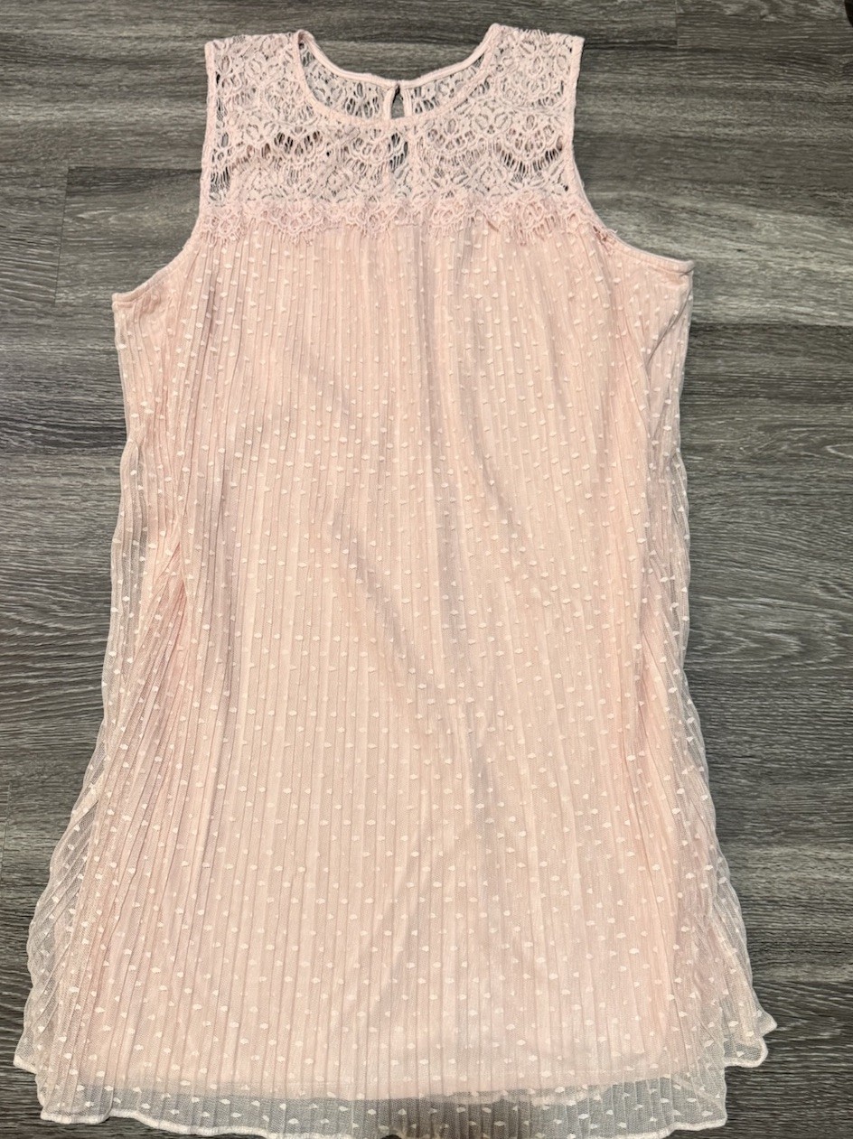 Lane Bryant Womens Sz 26 28 Dress Pink Lace Illusion Neckline Sleeveless Pleated