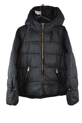 ZARA BASIC schwarze wattierte Jacke Größe M Damen durchgehender Reißverschluss Freizeit Outdoor Oberbekleidung