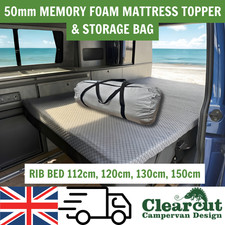 Campervan Mattress Topper Memory Foam + Storage Bag Set, RIB Bed, Rock n Roll,