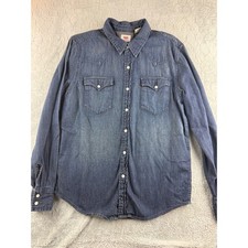 Levi's Women's Denim Western Shirt Blue Button Up Size Medium