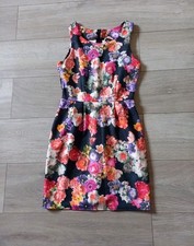 Zack London Black & Bright Floral Stretch Shift Dress Party Holiday Boho UK10