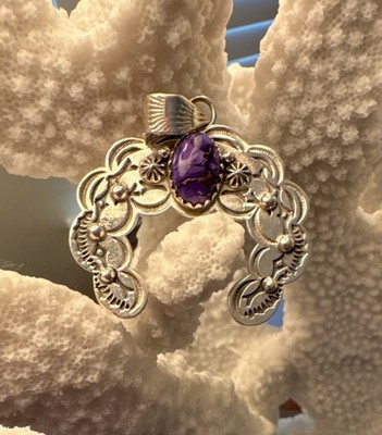 Sterling Silver 925  Violet Dahlia Pendant