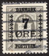 DENMARK 1926 SC #186 - VF P-14x14.5, 7o on 3o  cv $32.50  *Bay Stamps*