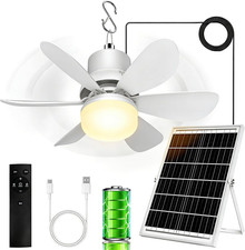 Solar Fan for Gazebo with Light, 18000Mah Rechargeable Solar Powered Patio Ceili