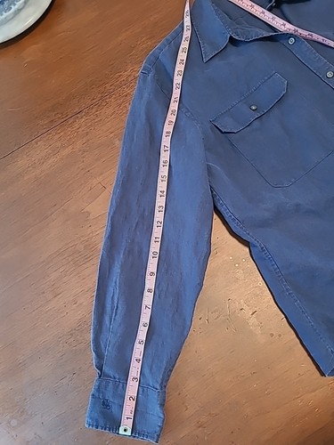 Lauren Ralph Lauren Leinen Hemd mit Knopfleiste Damen Xl Langarm Blau Tasche - Bild 13 von 13