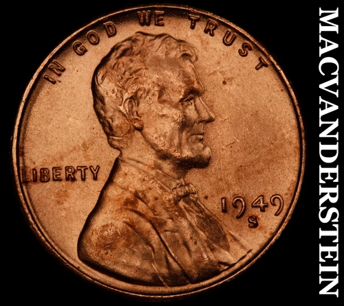 1949-S Lincoln Wheat Cent- Red- Choice Gem Brilliant Uncirculated Luster #J1997