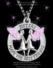 SISTERS MAKE THE BEST FRIENDS NECKLACE Stainless-Steel Chain Sis Love Friend '