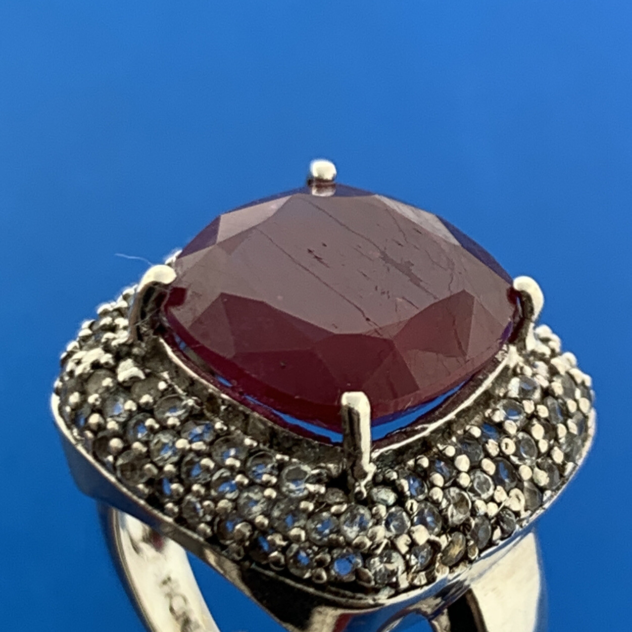 Vintage 925 Sterling Silver Ruby Solitaire Diamon… - image 6