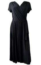 Shelby Palmer Solid Black Cropped Stretch Faux Wrap JUMPER SZ 6