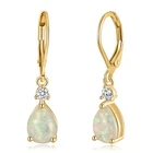 Water Drop Gold Fire White Opal Stud Earrings Silver Filled For Women Girls