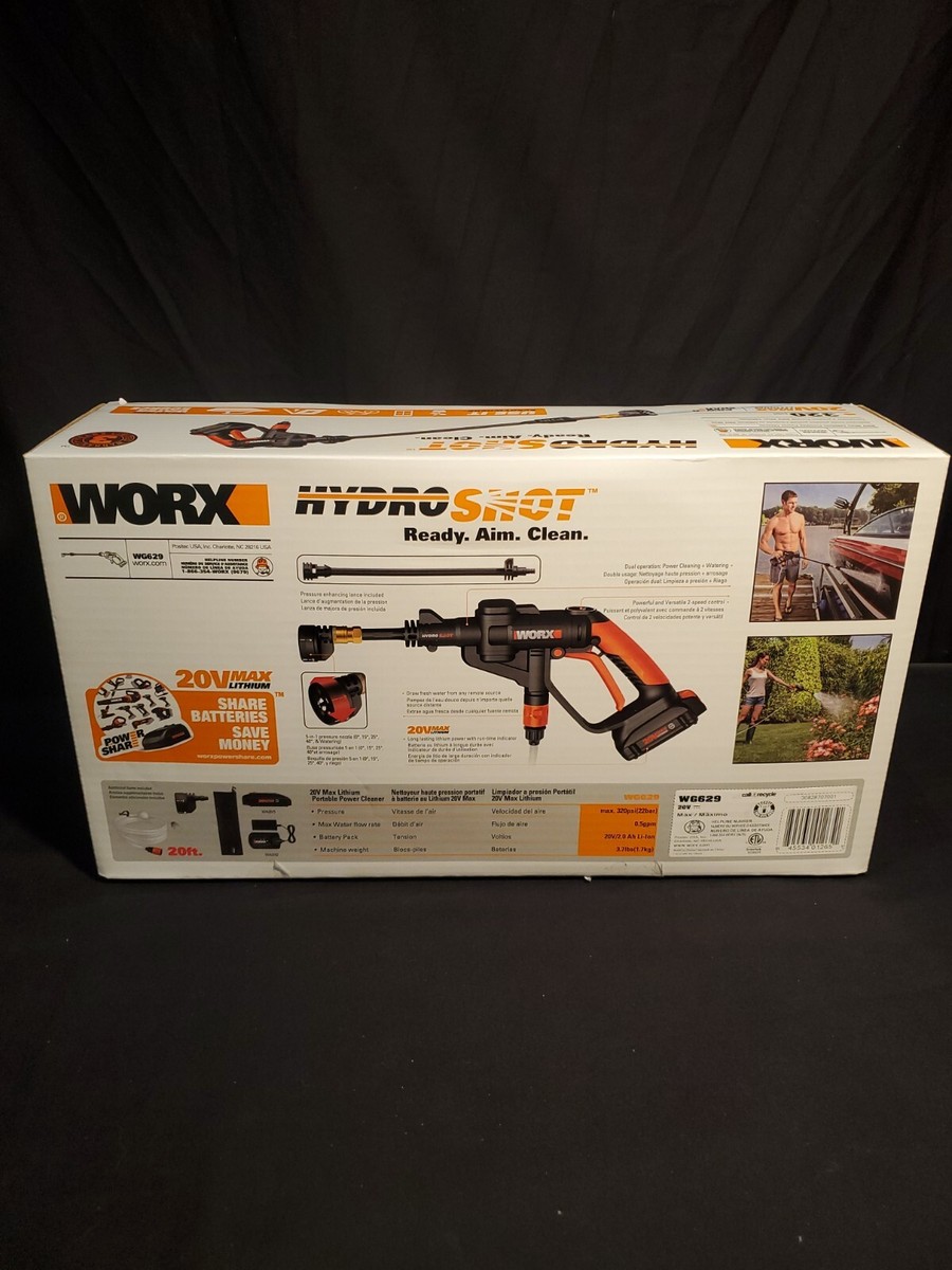 WG629 WORX 20V Hydroshot 2.0 Ah 320 PSI Cordless Portable Power