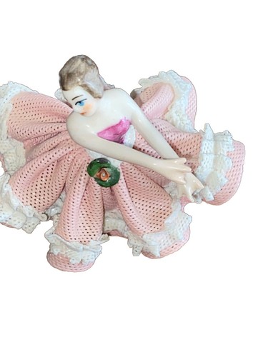 West German Volkstedt Porcelain Women Dancing Ballerina Puffy Dress Figurine Pin - 第 2/6 張圖片