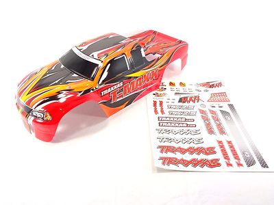 NEW TRAXXAS T-MAXX 4910 PAINTED RED BODY SHELL WITH DECAL SHEET TMAXX 