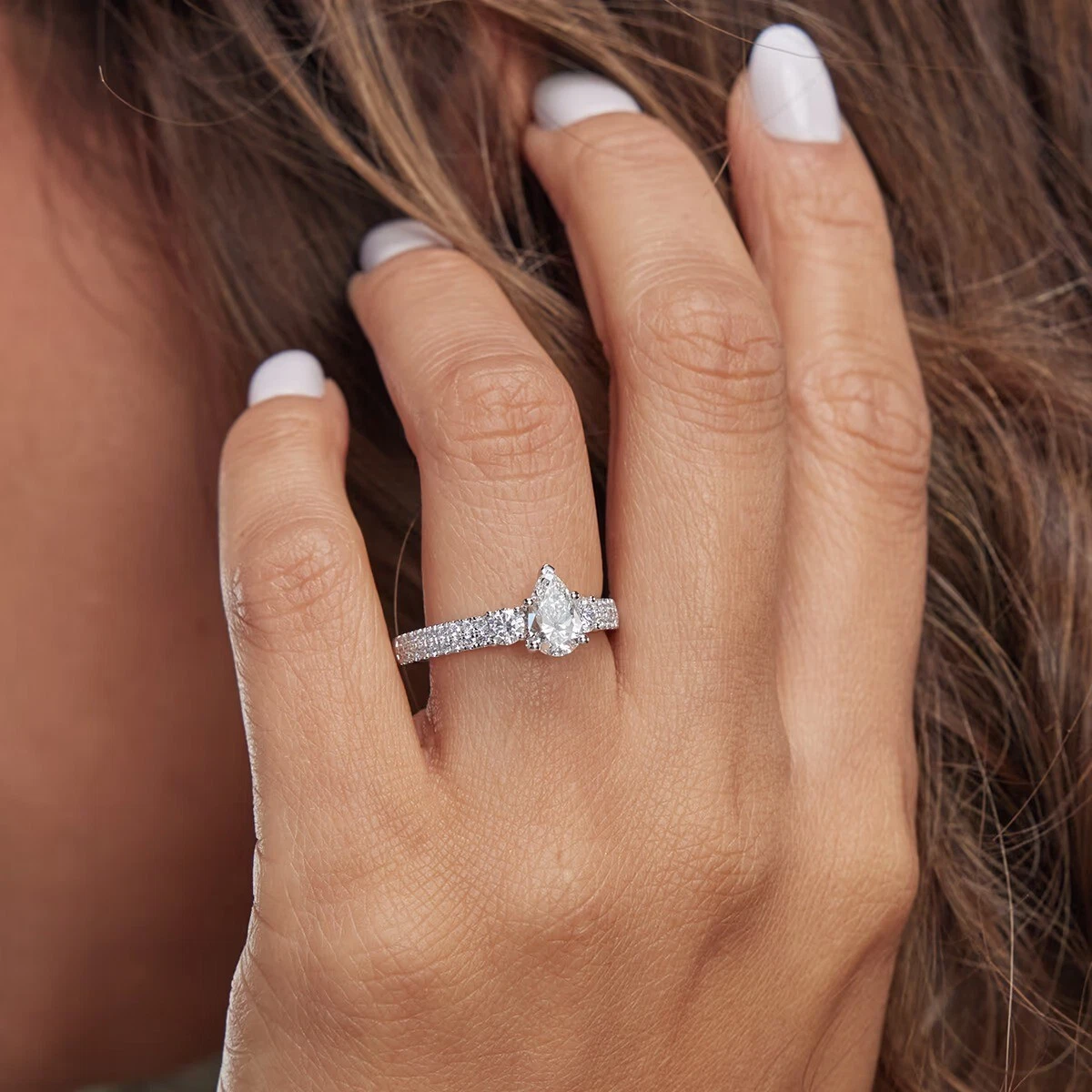 4.00ct IGI Certified Lab Grown Diamond Engagement Ring Pear Cut 14k Gold image-5
