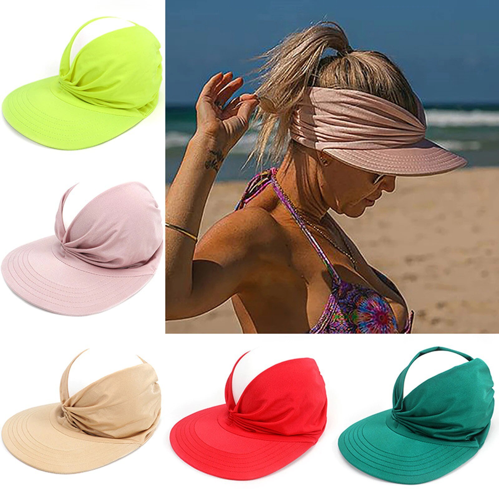Stylish Women’s Summer Ponytail Sun Visor Cap for Beach & Outdoor Wear