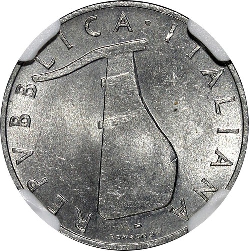Italy Aluminum 1952 R 5 Lire Dolphin NGC MS64 KM# 92 (035) - Picture 4 of 4
