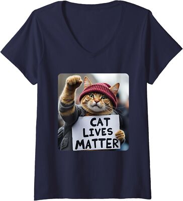 Donald Trump 2024 Cat Lives Matter Funny Cat Quotes Ladies' V-Neck Tshirt