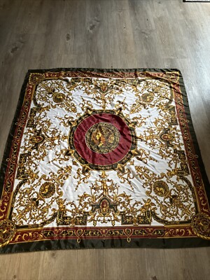 Leo Ferre Gold Olive burgundy vintage scarf 100% silk 34'' Hand Stitched Edges