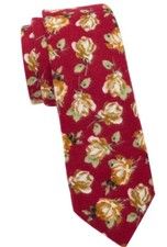 Original Penguin Mens Red Gold Floral Classic Tie Workwear New