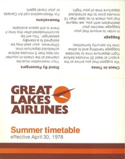 Great Lakes Airlines system timetable 4/30/78 [2011] Buy 4+ save 25%