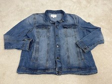 Sun & Stone Jacket Womens 2xl Xxl Blue Jean Denim Coat Button Cotton Ladies