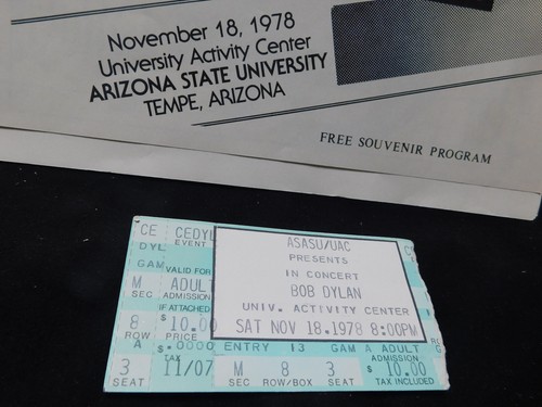Vintage 1978 Nov 18 Bob Dylan ASU Concert Program about 9" x 11" & Ticket Stub - Picture 3 of 8