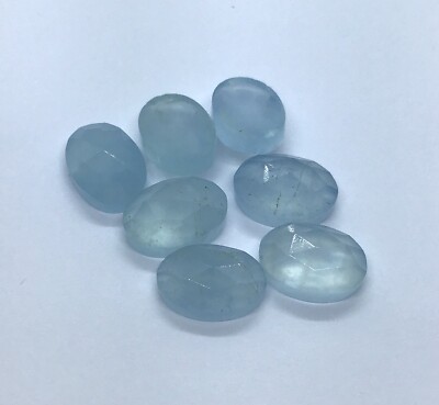 Oval Rose Cut AAA Aquamarine Natural Flat Back Loose Gemstone For Making Jewelry
