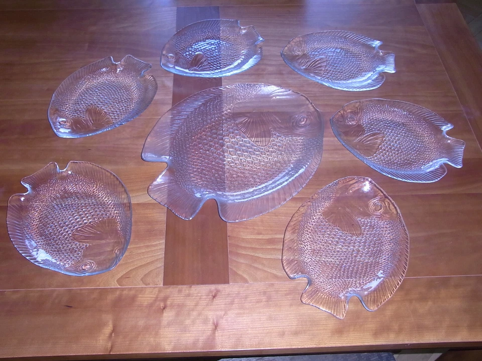 Arcoroc 6 x 26 cm Fischteller 1x Fischplatte 39cm Glas-Poisson-Service Luminarc - Bild 2 von 3
