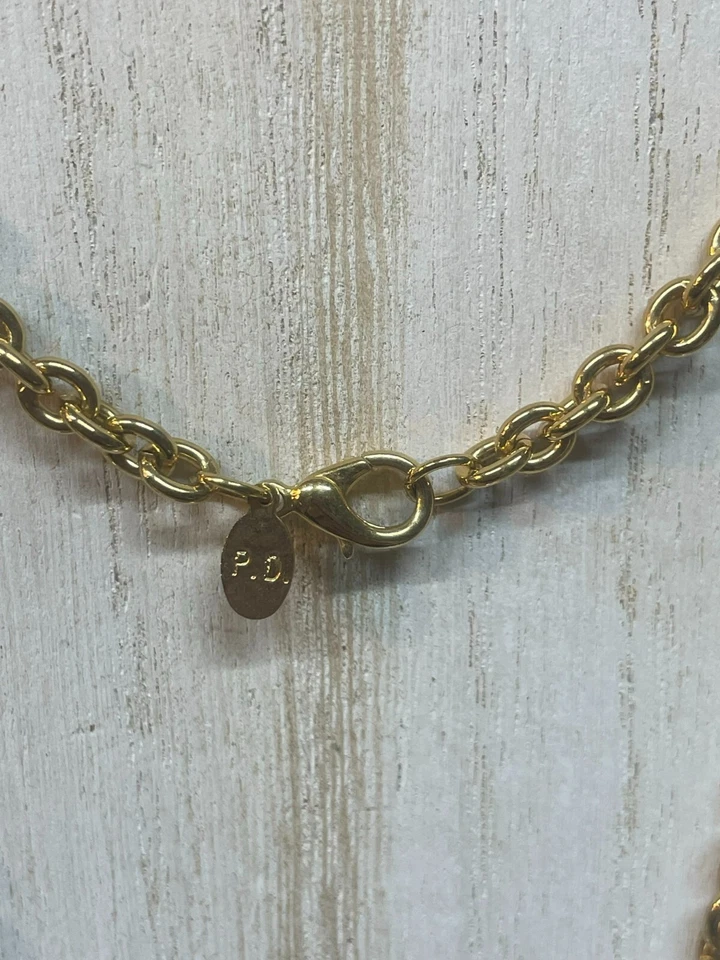 P.D. PREMIER DESIGNS TONO DORADO X CADENA LARGA CON COLGANTE DE GOTA ESTILO ALETA DE PERLAS  Foto 3 de 4