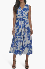 Calvin Klein Floral Knot Front Gauze Midi Dress size 10