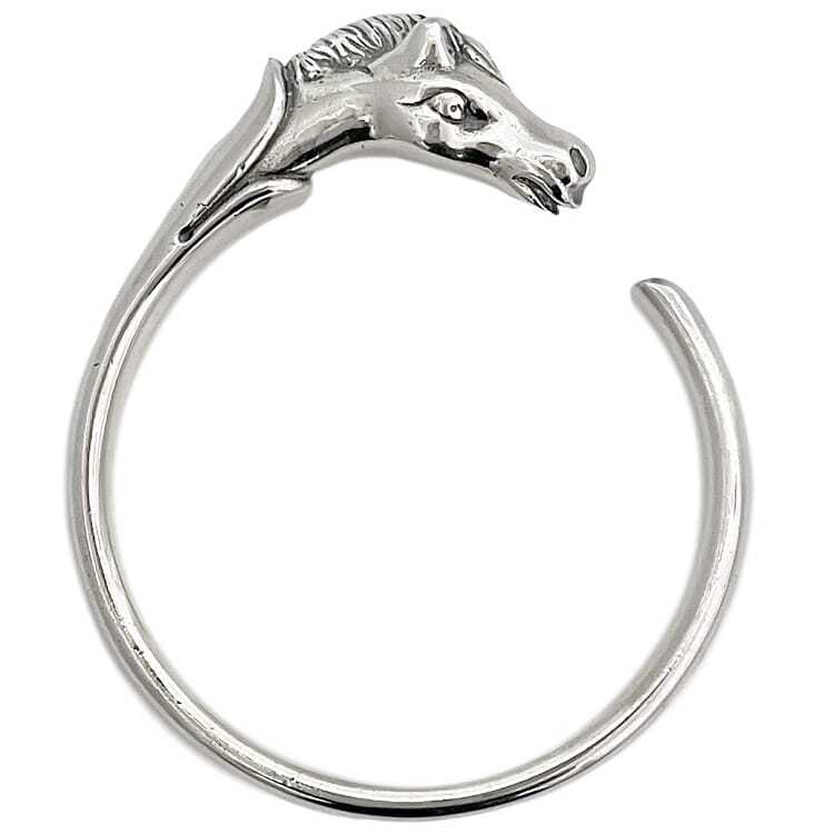 Hermes Cheval Horse Bangle Silver Metal Bracelet F-23181 Pre-Owned-image