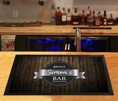 Personalisiertes Willkommen Chrom Bier Etikett Bar Läufer Pubs & Clubs Geschenkidee