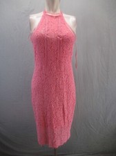 EXPRESS Size 10 Womens Pink Lace Lined Back Zip Cutout Evening Bodycon Dress 757