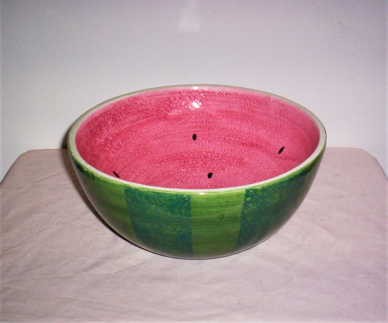 Vtg 1999 Oxford Elite Large Ceramic Watermelon Serving Bowl Dish excellent cond