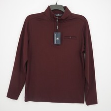 Hart Schaffner Marx Men's 1/4 Zip Pullover S Wine Red Solid 100 Cotton NWT 125
