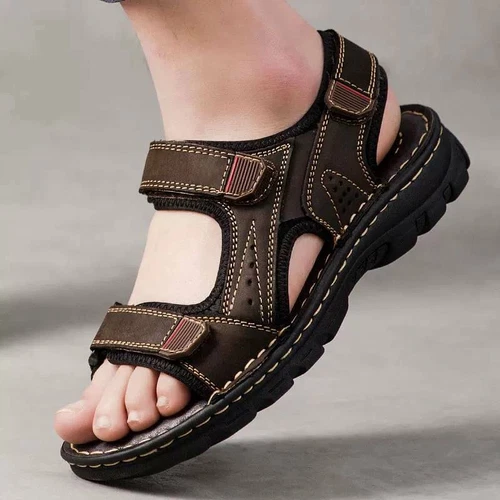 Herren Leder Sommer Sandalen Schuhe Outdoor StrandUrlaub Sport Freizeit Sandalen - Bild 12 von 22