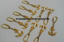 BRASS MARINE LOT OF 40PCS ANCHOR KEY RING NAUTICAL GOLDEN FINISH VINTAGE GIFT