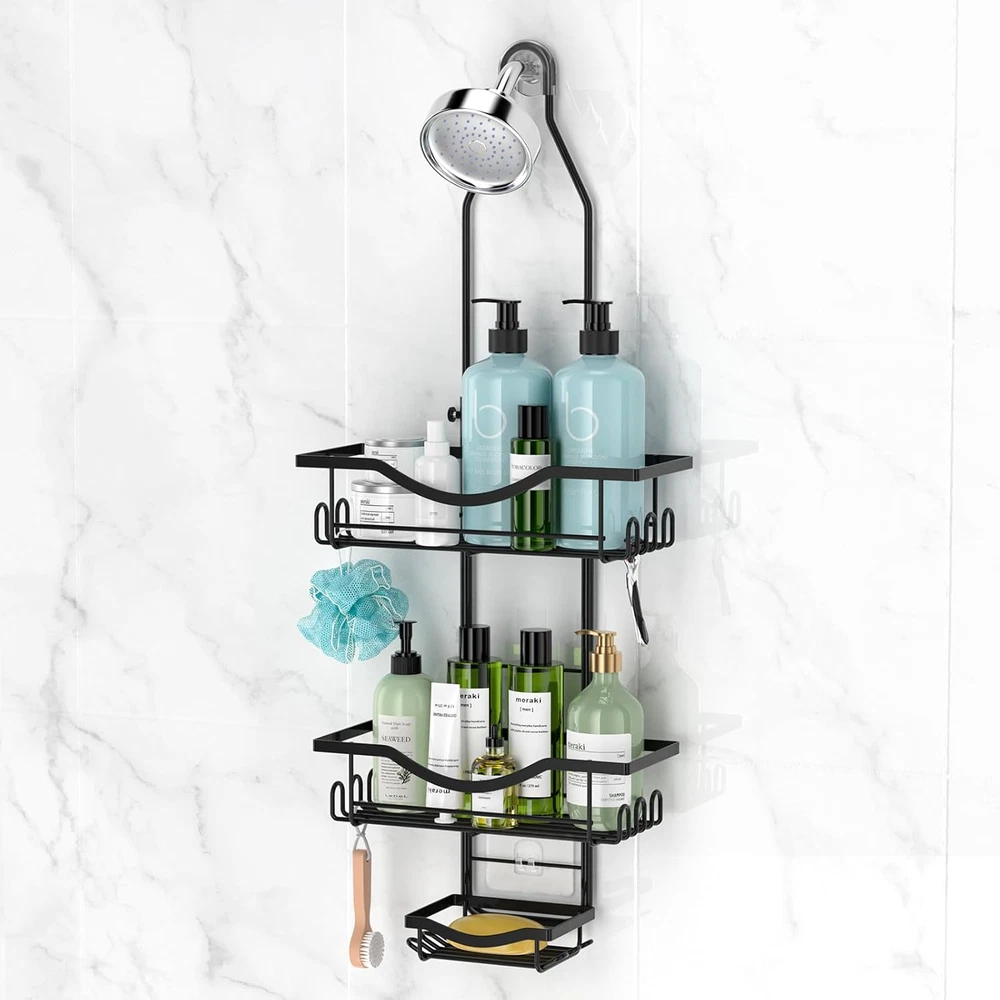 Adjustable Rustproof Extended Shower Caddy with Hanging Hook