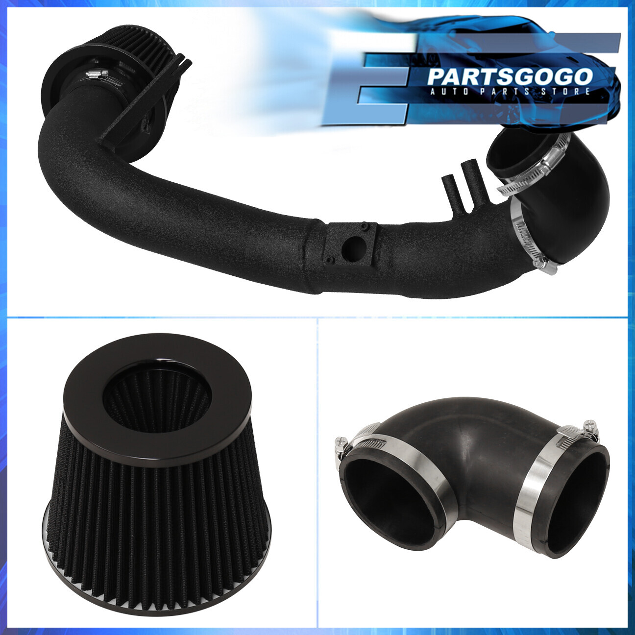 For 06-11 Honda Civic Si 2.0L K20Z3 Black Cold Air Intake Piping System + Filter