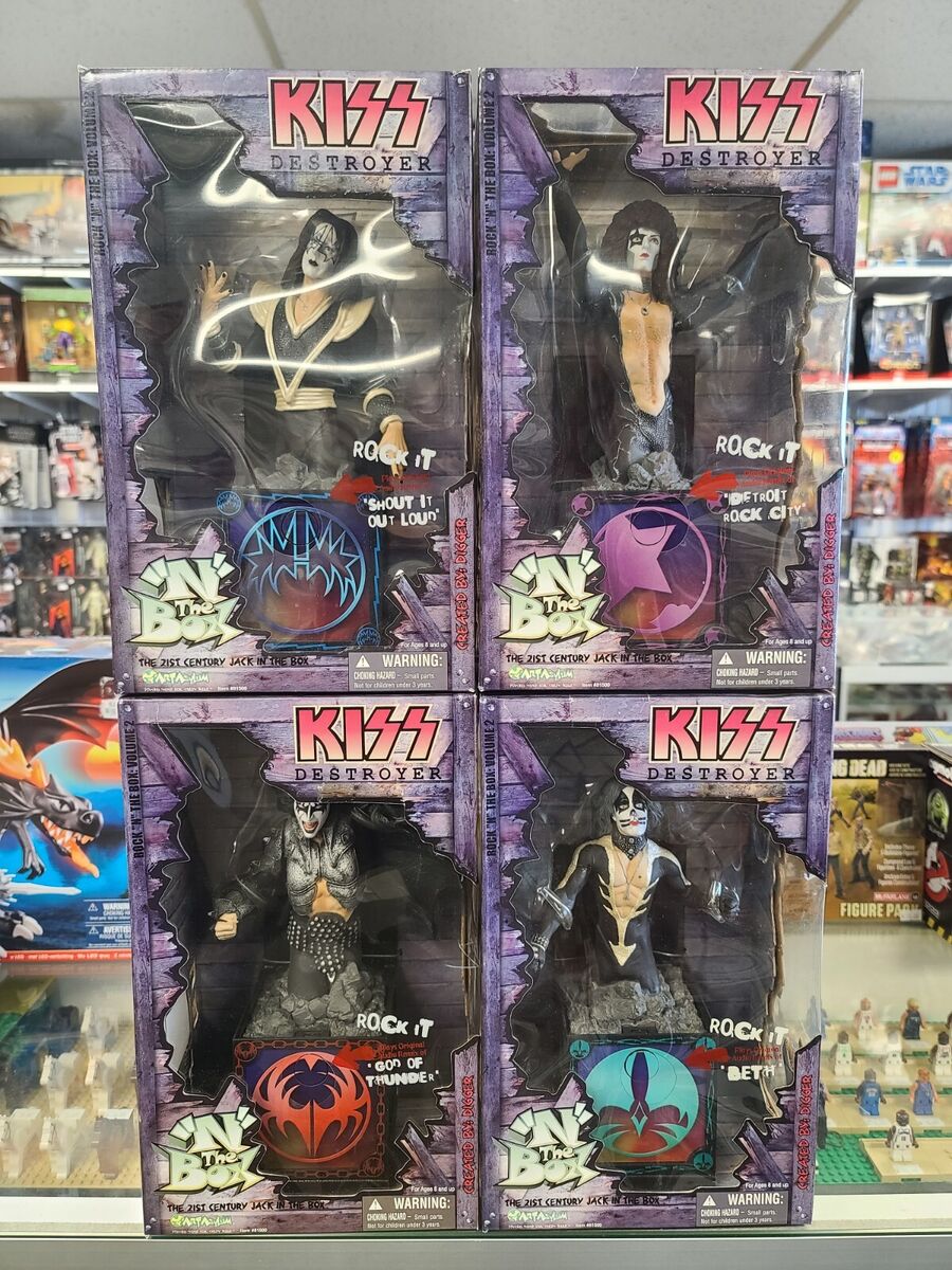 Kiss Destroyer Set of 4 Each Figure Plays a Song in Boxes Kiss Destroyer Set of 4 Each Figure Plays a Song in Boxes