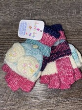 Claire  s Club Little Girls Fingerless Mitten Gloves Pink Ivory Blue