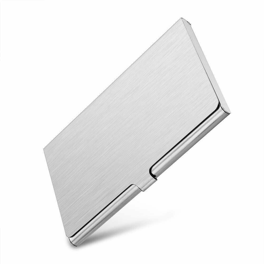 Pocket Aluminum Steel & Metal Business Card Holder Case ID Credit Wallet  Silver