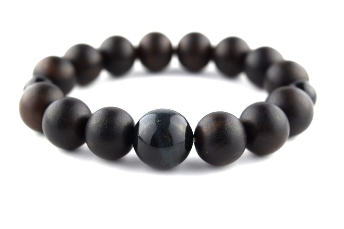 Banded Kokutan Ebony Blue tige eye Men Bracelet Japanese Juzu