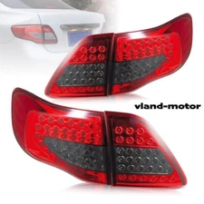 VLAND LED Smoked Red Tail Lights Fit 2008-2011 Toyota Corolla Rear Brake Lamps