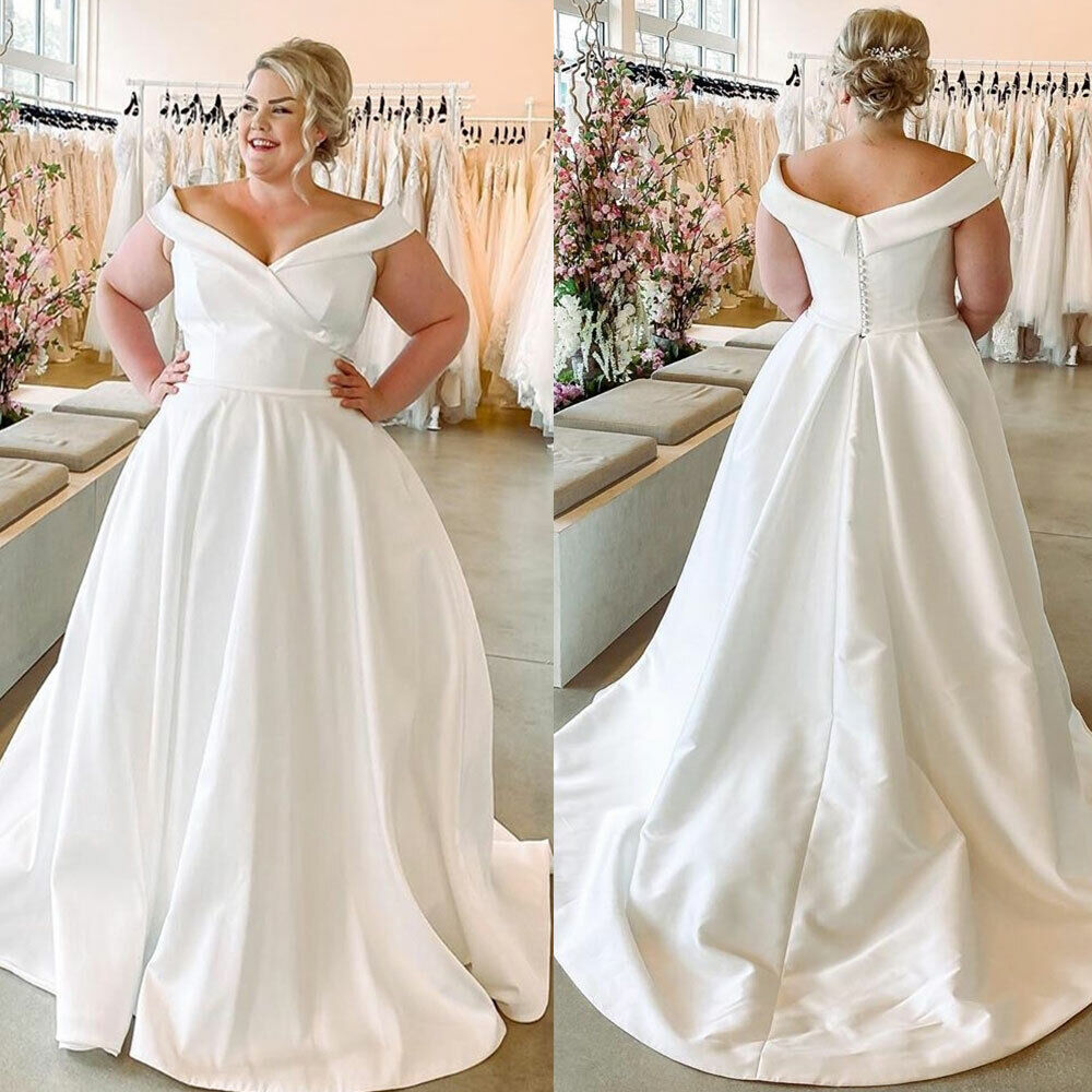 Ivory Satin Crepe Long Sleeve Winter Bridal Wedding Gown - Lunss