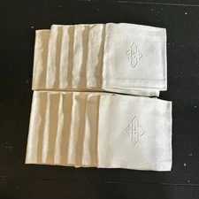 Set of 12 Vintage Monogram E Damask Dinner Napkins